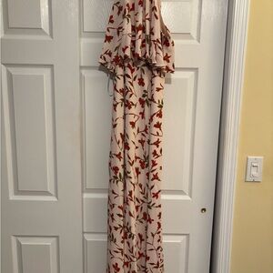 Lovers + Friends Pink and Burnt Red Floral Dress